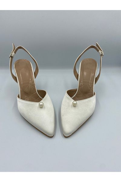 Aslının Butiği Fairy Pearl Detailed Women's Heeled Shoes 9cm