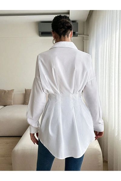 EMMAS CLOTHİNG Cămașă albă-emmas - Tunica plisată pentru femei