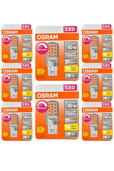 Osram 4W (40W) 2700K (Sarı Işık) G9 Duylu Dim Edilebilir Led Kapsül Ampul (8 Adet)