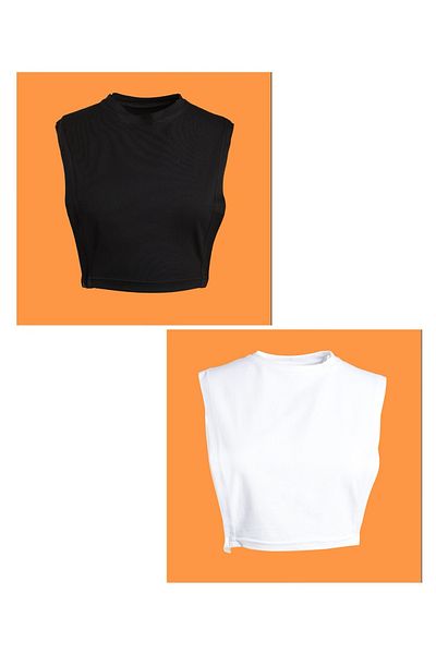 mirach Pack of 2 Neck Collar Zero Collar Sleeveless Neck Collar Set Hijab Neck Collar Zero Arm Combed Cotton Neck Collar