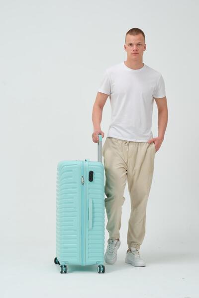 Diseno Keo-Plus Turkuaz Büyük Boy Silikon Kırılmaz PP Valiz