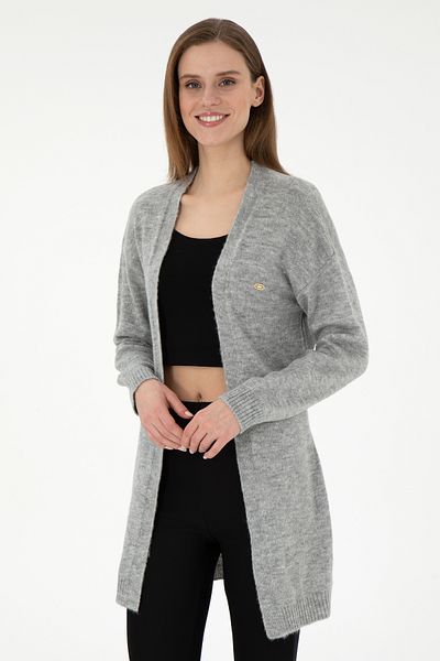 U.S. Polo Assn. Women's Gray Melange Knitwear Cardigan 50297102 -Vr086