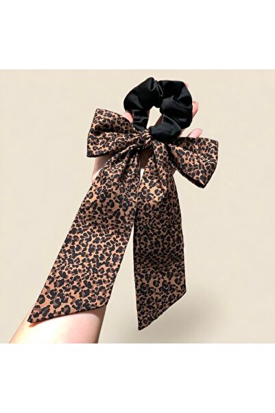 Selen Aksesuar Hanging Big Bow Leopard Pattern Women's Bagel Buckle