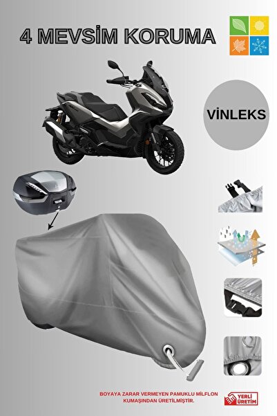 AutoEN HONDA Yeni ADV350 VİNLEKS (PREMİUM) ARKA ÇANTA KİLİT UYUMLU MOTOR BRANDASI LÜKS KALİTE-GRİ
