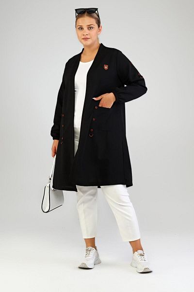 Ferace Women's Ottoman Steel Large Size Cardigan with Pockets