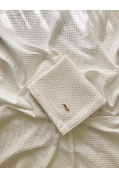 Pedimu Waffle Pattern Baby Pique Organic Cotton Baby Blanket 75X100 cm - Off White