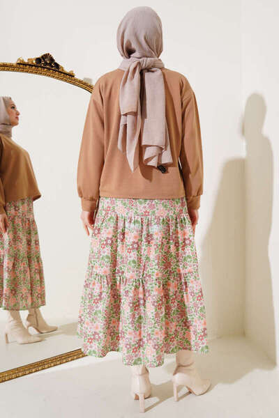 VOLT CLOTHİNG Γυναικεία φούστα με φλοράλ σχέδιο διπλό σετ