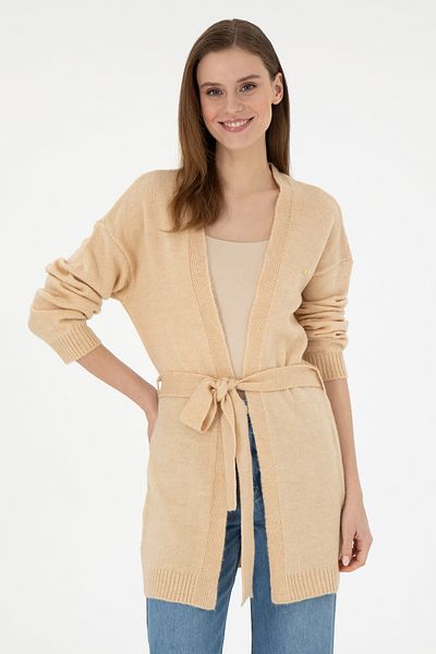 U.S. Polo Assn. Women's Sand Melange Knitwear Cardigan 50297102 -Vr123