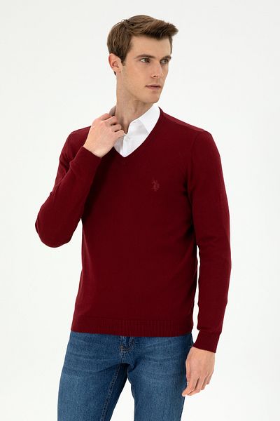 U.S. Polo Assn. Men's Burgundy Basic Sweater 50294764 -Vr014