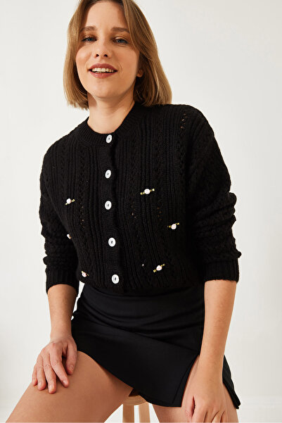 Bianco Lucci Women's Openwork Floral Knitwear Cardigan 20246904