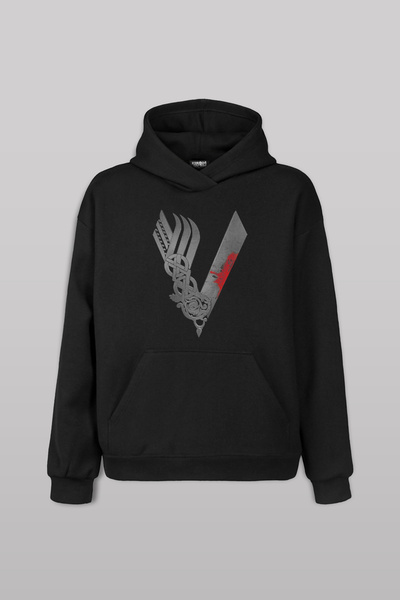 Kendim Seçtim Vikings logo Sa deznom crna unisex Sa kapuljačom majica - siva ...