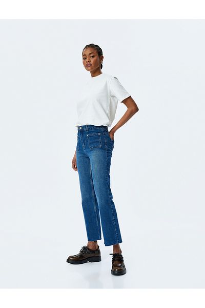 Koton Jeanshose mit ausgestelltem Bein und Knopfleiste und normaler Taille – Kick Flare Jeans