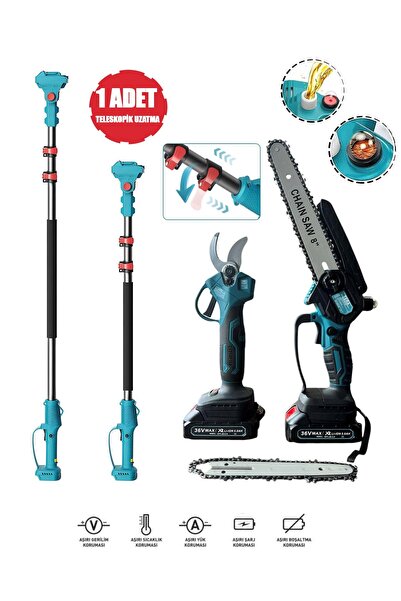 Germany Style TERA Teleskopik Uzatmalı Çift Akülü 36V 5000 Mah 2.5 Metre Yağl...