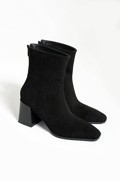 Seniorah Daisy Black Suede Women's Heeled Boots