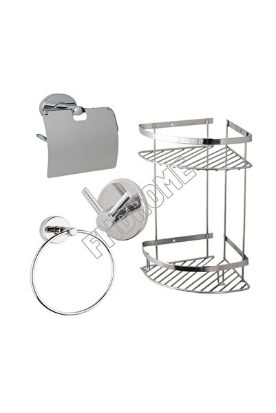 FNDHOME حامل شامبو زاوية من الكروم المقاوم للصدأ بطبقتين، حامل رداء، حامل منا...