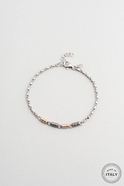 So CHIC... İtalyan Renkli 22 Cm Gümüş Erkek Bileklik