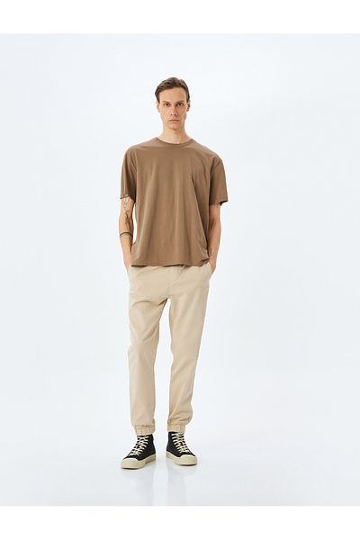 Koton Chino-Jogginghose aus Canvas-Baumwolle mit Schnürung und Taschendetail