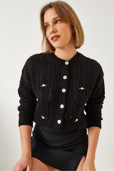Bianco Lucci Women's Openwork Floral Knitwear Cardigan 20246904