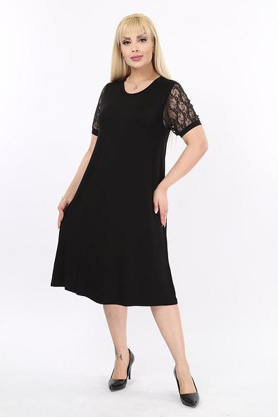 Moday Μαύρο φόρεμα με μανίκια Plus Size 2c-17891