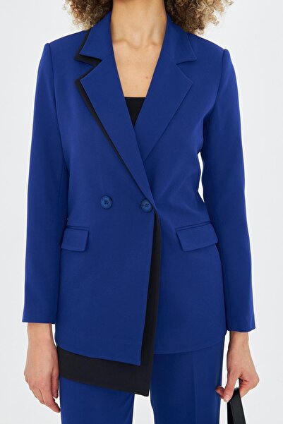 LOVELF Çift Yaka Kruvze Ceketli Takım Saks