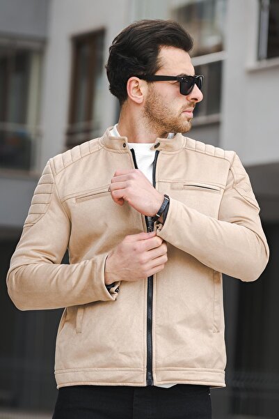 Oksit Ανδρικό σουέτ παλτό Tuci Zenta Slim Fit με γιακά με φλις εσωτερικά