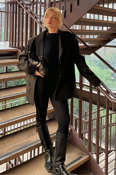 Bases Σκούρο καφέ Oversize Blazer Jacket
