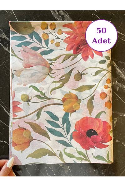 Hayal.kirtasiyesi New Year's Gift Package - Patterned Plush Paper 50 Pcs, 50X70 cm