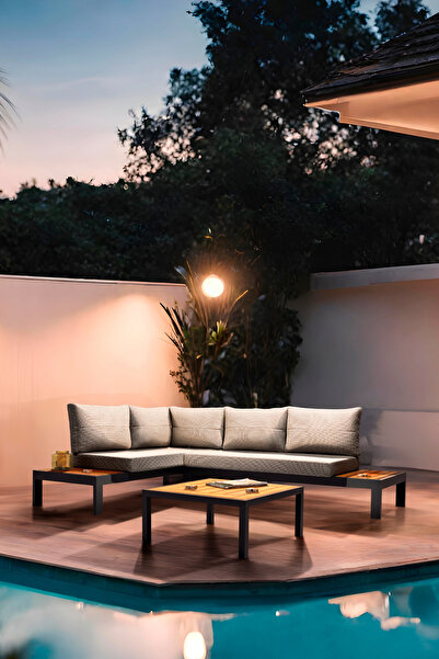 Erinöz Verona Bahçe Köşe Takımı + Ahşap Sehpa