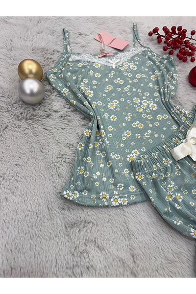 pijamaworld SET DE Pijamale YAZLIKH CU ȚESĂTURĂ MOALE ȘI PANTALONI SCURT CU BRETELE
