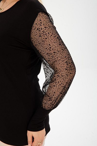 modayız Black Flexible Plus Size Blouse 28C-2408