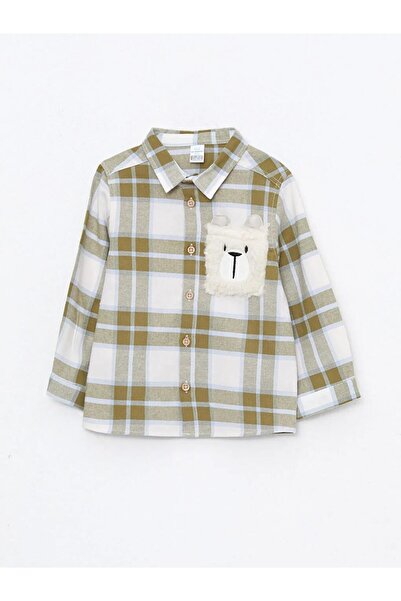LC Waikiki LCW baby Yeşil Uzun Kollu Ekose Desenli Pamuklu Erkek Bebek Gömlek