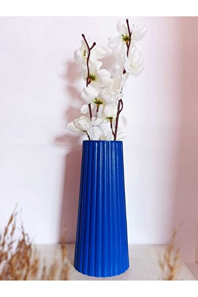 E.M.S AVM Vază în dungi de culoare albastră, lungă, de dimensiuni mari, vază ...