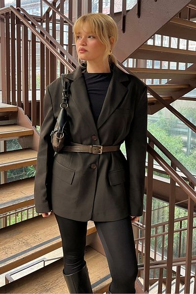 Bases Σκούρο καφέ Oversize Blazer Jacket