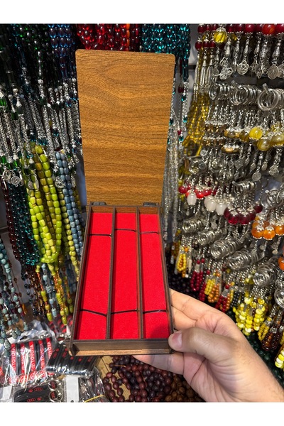 TESBİH ADAM 3'lü Menteşeli Ahşap Tesbih & Bileklik Kutusu