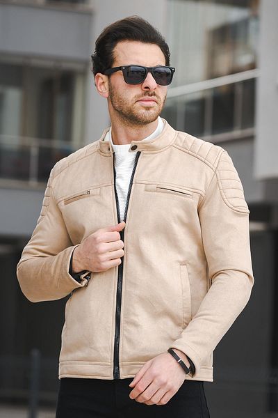 Oksit Ανδρικό σουέτ παλτό Tuci Zenta Slim Fit με γιακά με φλις εσωτερικά
