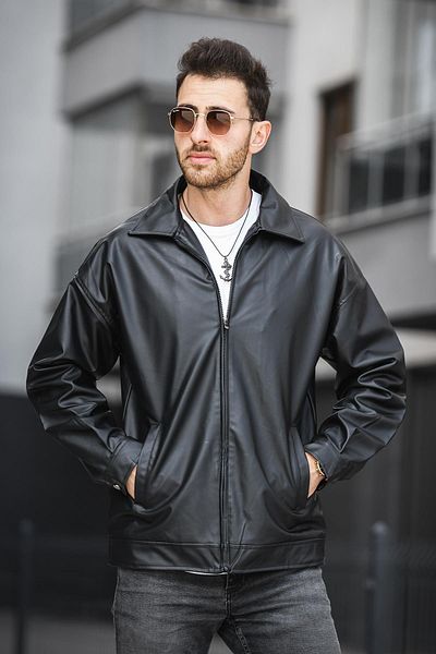 Oksit Vella Vintage - Ανδρικό δερμάτινο μπουφάν Oversize