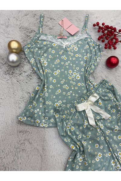 pijamaworld SET DE Pijamale YAZLIKH CU ȚESĂTURĂ MOALE ȘI PANTALONI SCURT CU BRETELE