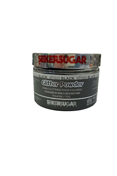ŞEKER & SUGAR ŞEKER & SUGAR GLİTTER POWDER YENİLEBİLİR SİMLİ TOZ GIDA BOYASI SİYAH 20 GR APSAL