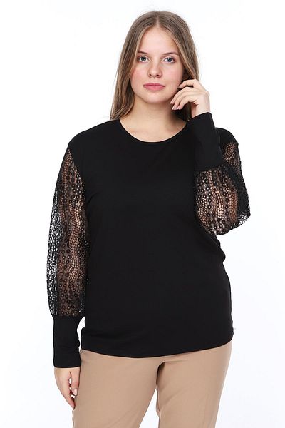 modayız Ringed Sleeve Plus Size Blouse 16a-0851