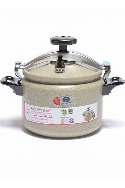 Badraig Granite Pressure Cooker | Arabic Pressure Cooker | Beige/Grey Size 4 Liters