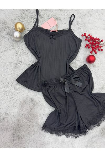 pijamaworld SET DE Pijamale YAZLIKH CU ȚESĂTURĂ MOALE ȘI PANTALONI SCURT CU BRETELE