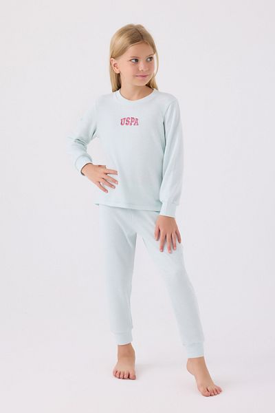 U.S. Polo Assn. Girl's Aqua Green Pajama Set 50299774 -Vr048