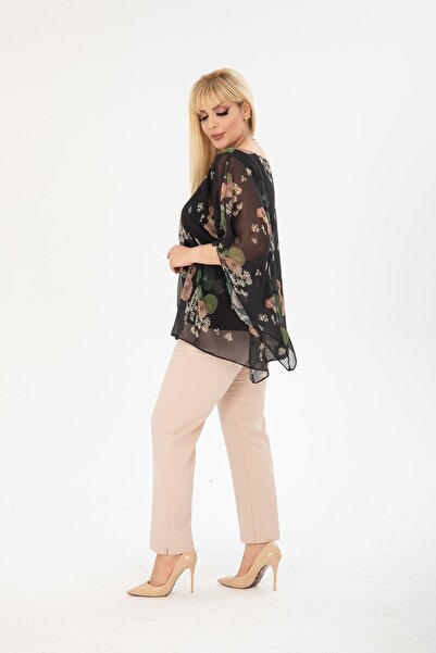 modayız Μπλούζα σιφόν μεγάλου μεγέθους 36D-2404