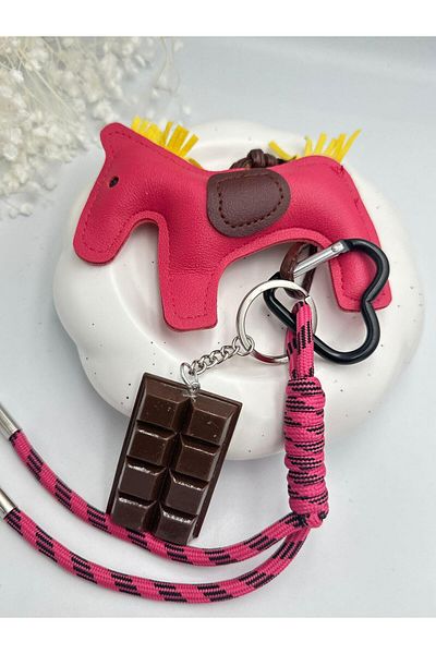 MyladyAccessoriess Αξεσουάρ πολλαπλών τσαντών σοκολάτας και φιγούρα αλόγου