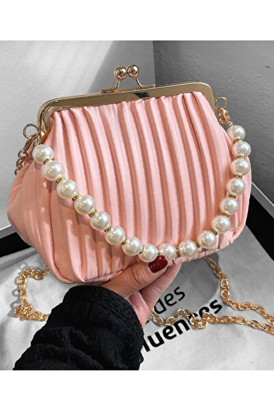 Maiden design inci ve zincir askılı çanta askısı çanta zinciri Goldbeyaz  Çan...