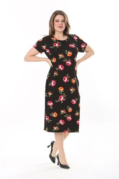 modayız Summer Pocketed Patterned Plus Size Dress 17B-2536