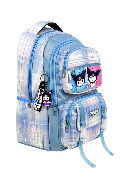 Çantaland Rucsac de școală rezistent la apă cu model Kuromi + cadou breloc Kuromi