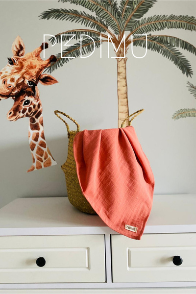 Pedimu Unisex Brick Colored Muslin Baby Blanket - Plain 75*75