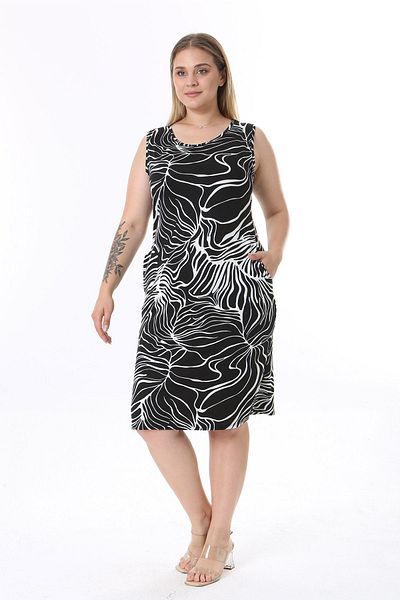 modayız Καλοκαιρινό Αμάνικο Φόρεμα Plus Size με Τσέπες - 41C-2548