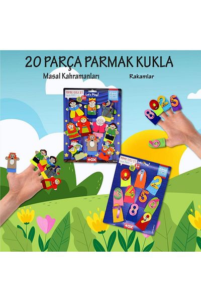 YONCA MODA 20 Pieces Fairy Tale Hero and Figure Finger Puppet Set - Set of 2